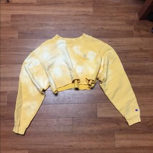 White washed cropped Champion crew