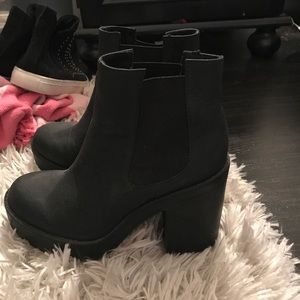 Platform black combat boots