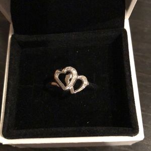 Double Heart White Gold Ring