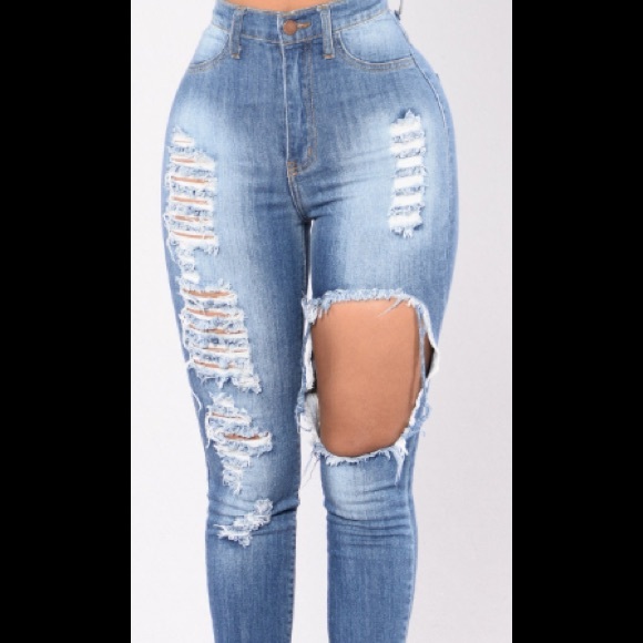 Fashion Nova “Serena” Distressed High Waisted Jean - Picture 1 of 5