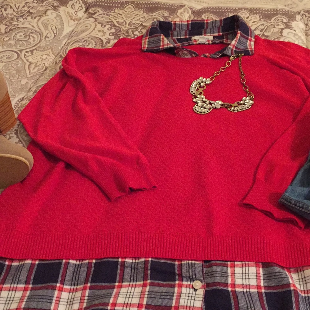 NWOT RED PLAID SHIRT ONE PIECE!