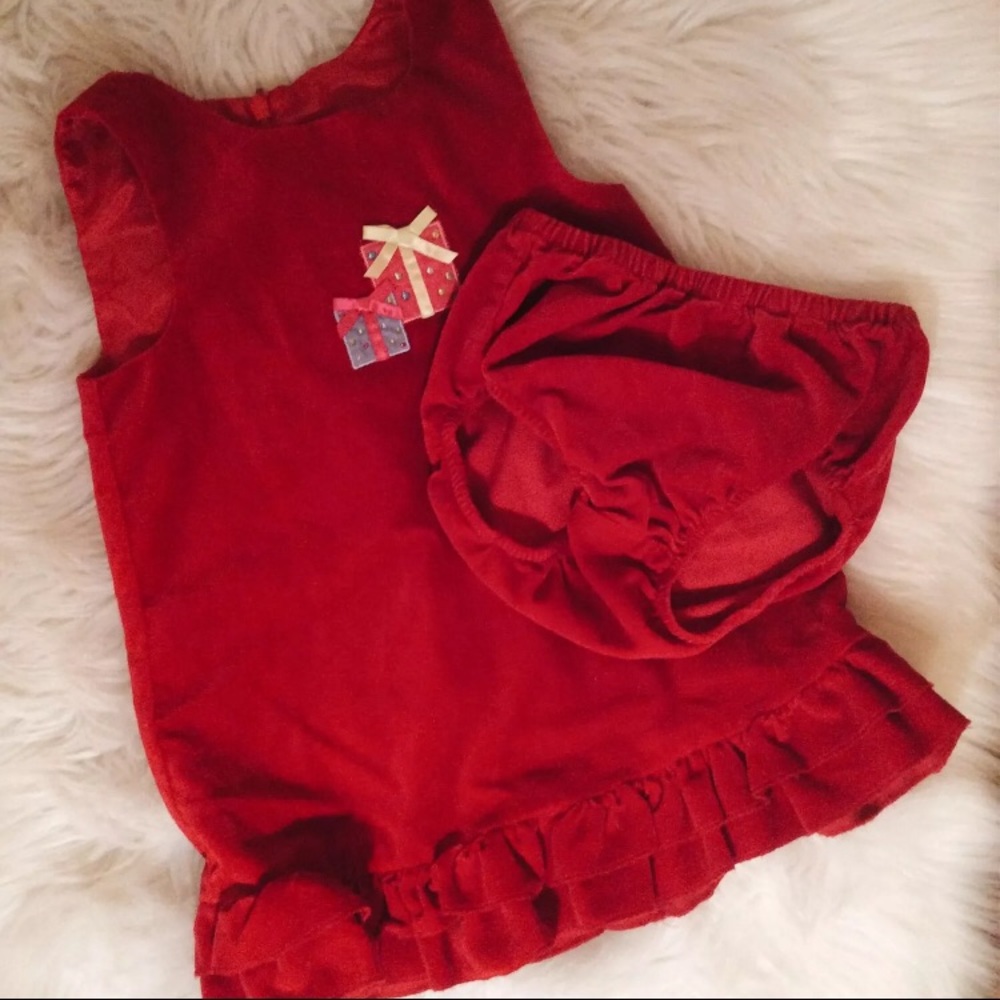 Baby girls Red Christmas present dress