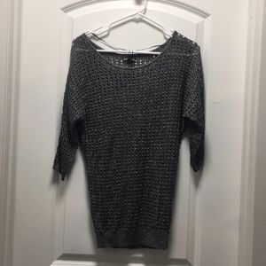 EXPRESS metallic open knit dolman top, XS