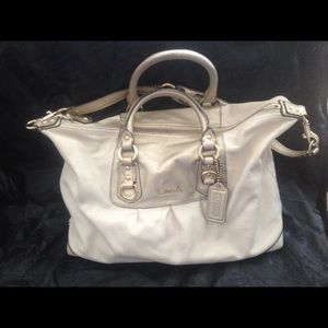 Coach satchel cream and gold