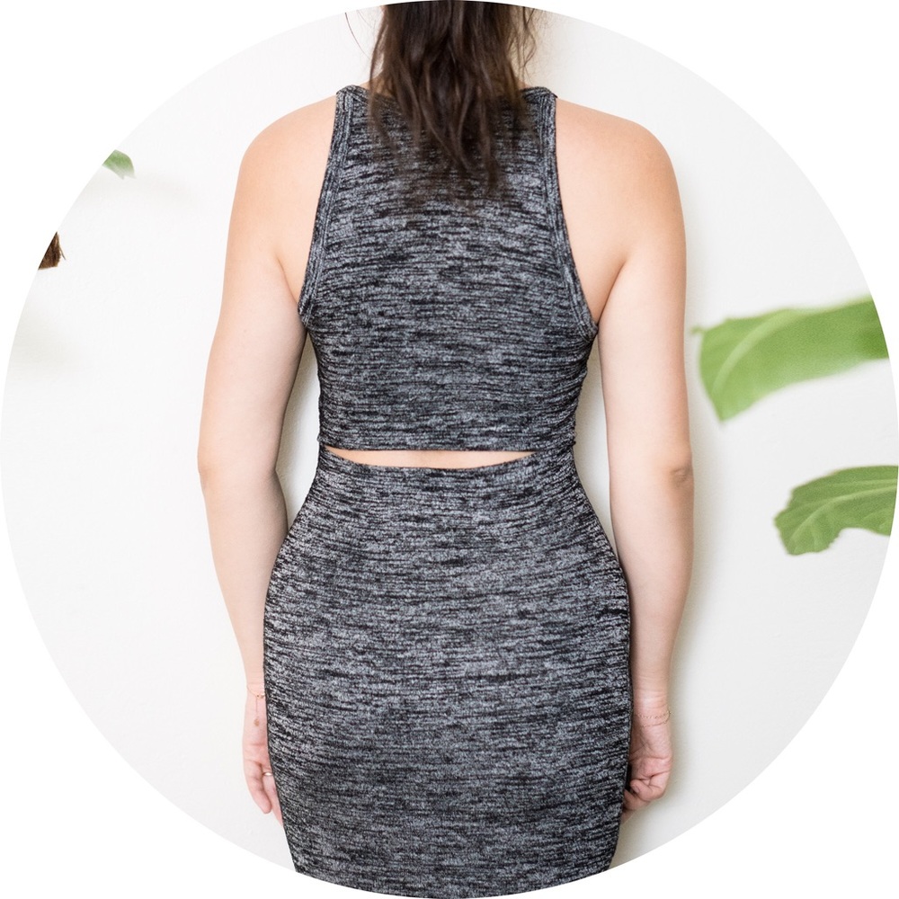 Charcoal Marl Bodycon Dress With Back Cut Out