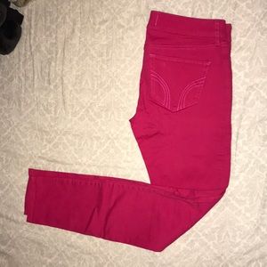 Hot pink hollister skinny jeans
