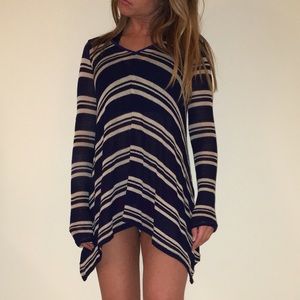 Asymmetrical Striped V-Neck Tunic