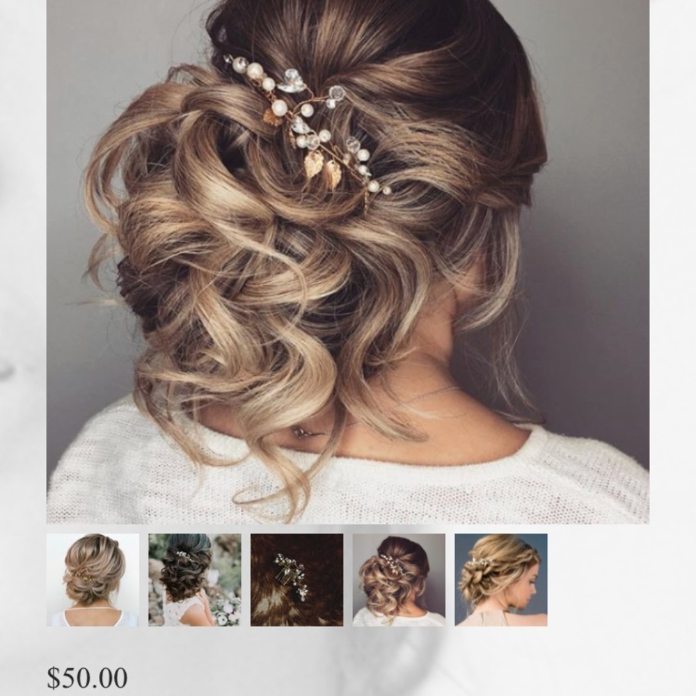 IHMS wedding hair piece gold leaf