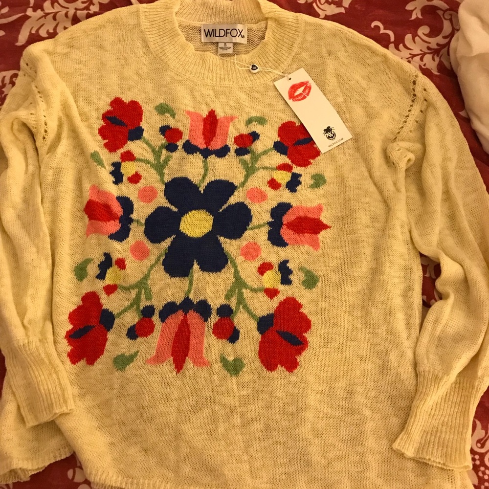 SOLD Wildfox floral thin sweater size small NWT