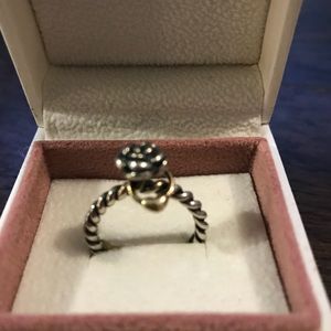 Rare,Retired Pandora ring 14k gold & silver 6.75