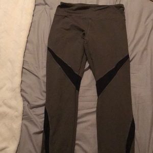 Forever 21 Olive and Black Mesh Workout Leggings