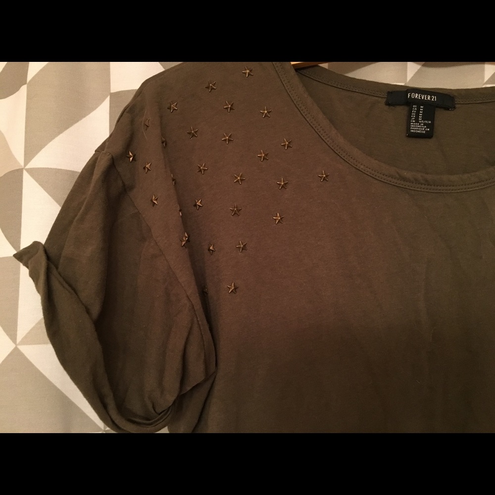 Army green, studded t shirt