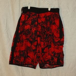 L- Red hawaiian Swim Trunks