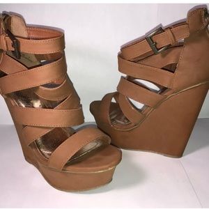 Tan Strap wedge Heels