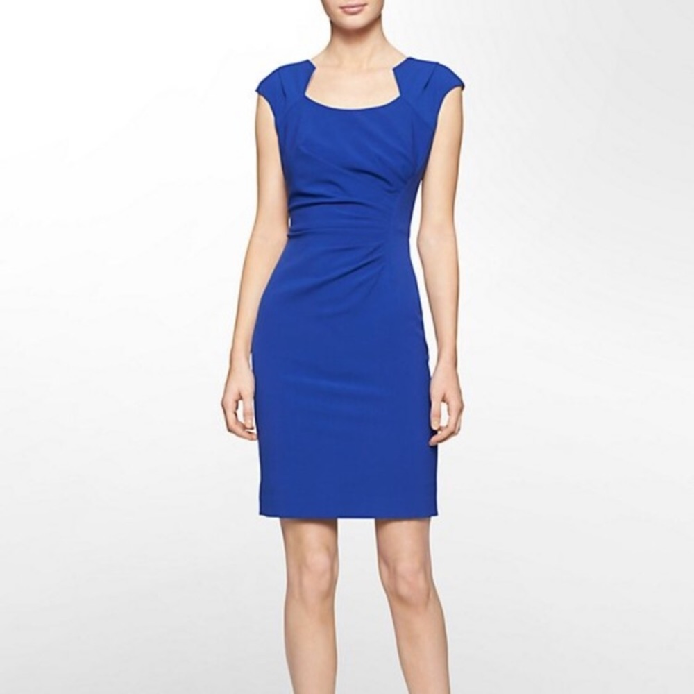 Calvin Klein Blue Ruched Sheath Dress 20w
