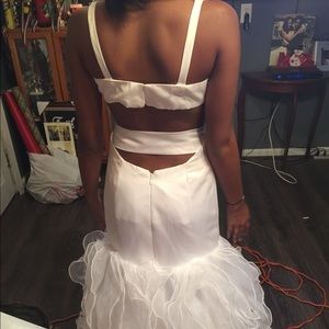 White mermaid styled prom dress