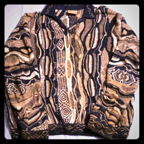 COOGI Other - VINTAGE COOGIE🔥Mens GREY/BLUE/TAN Button Sweater
