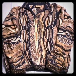 VINTAGE COOGIE🔥Mens GREY/BLUE/TAN Button Sweater