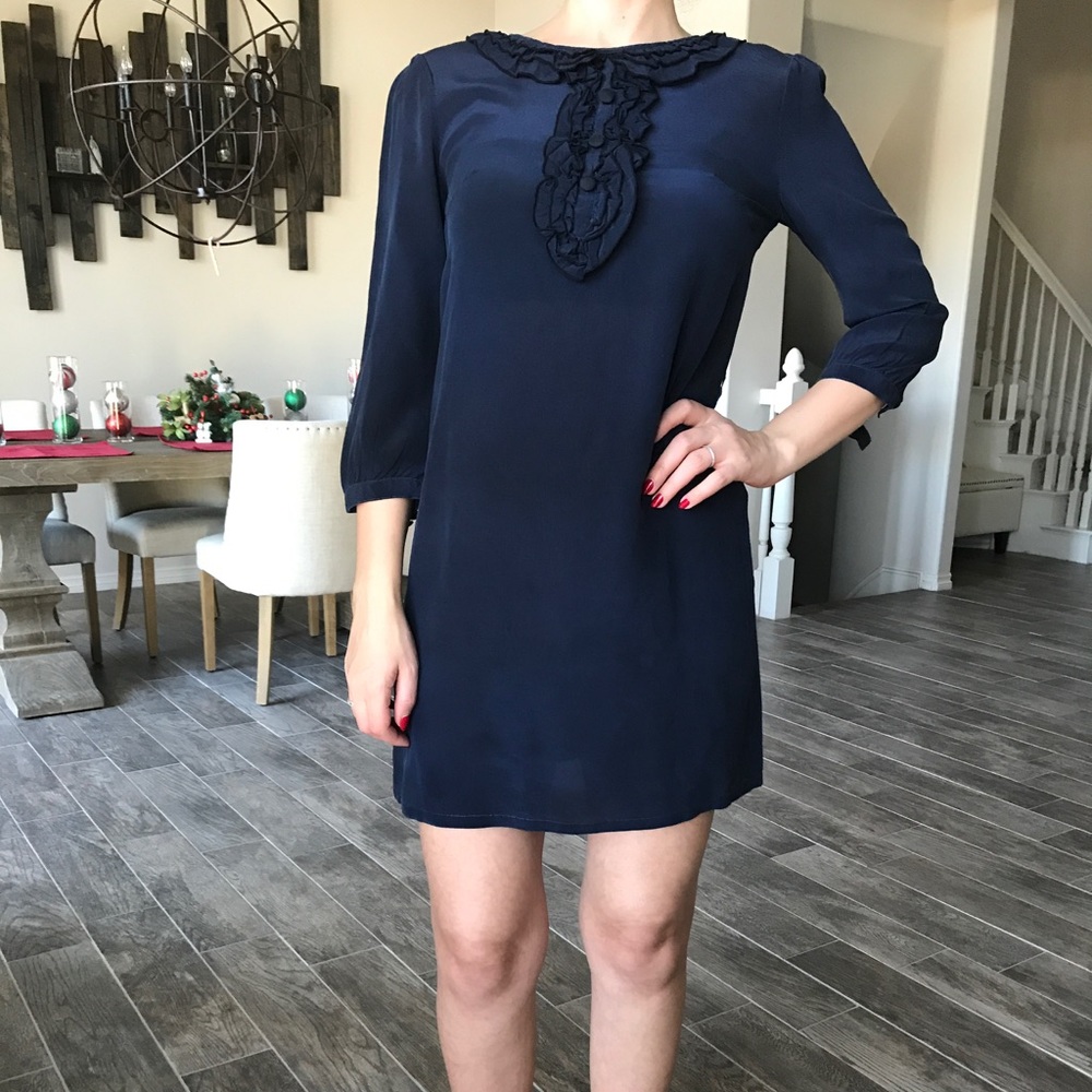 navy blue silk dress