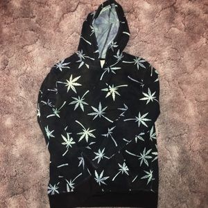 Black cannabis leaf print hoodie