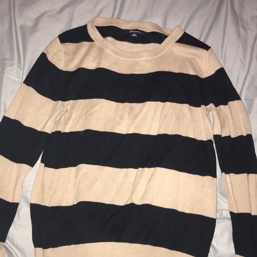 Tan and Black Forever 21 Striped Sweater