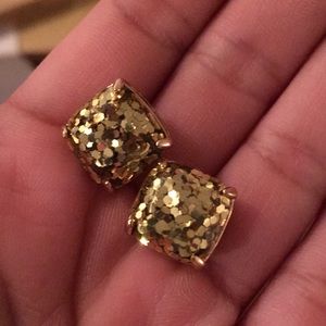 Kate Spade gold glitter studs