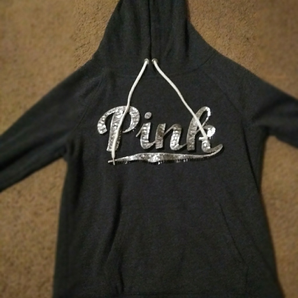 Vs pink sequin pullover hoodie