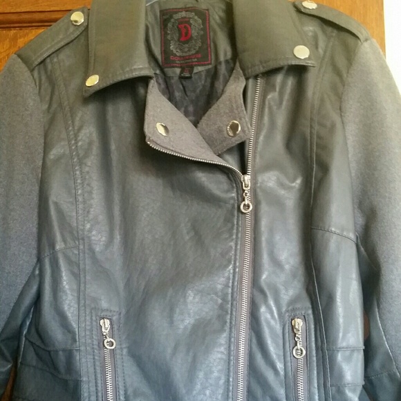 Dollhouse Jackets & Blazers - Dollhouse Gray Faux leather wool XL Moto Jacket