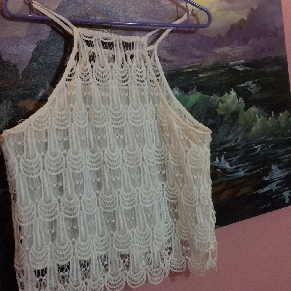 White cute crop top *see-through*