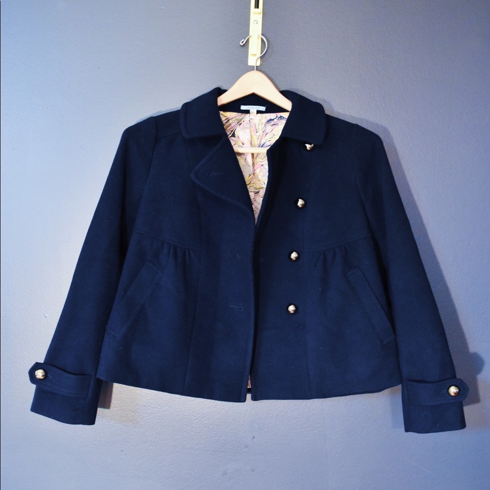 Anthropologie Navy Leifnotes Cropped Coat