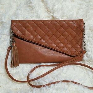 Jessica simpson crossbody clutch quilted tan purse