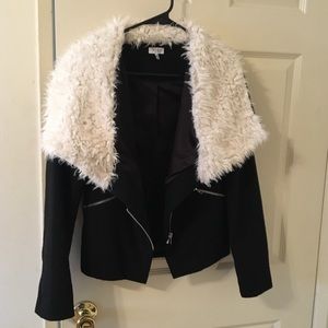 TOBI Cozy Moto Jacket with Fuzzy Collar S