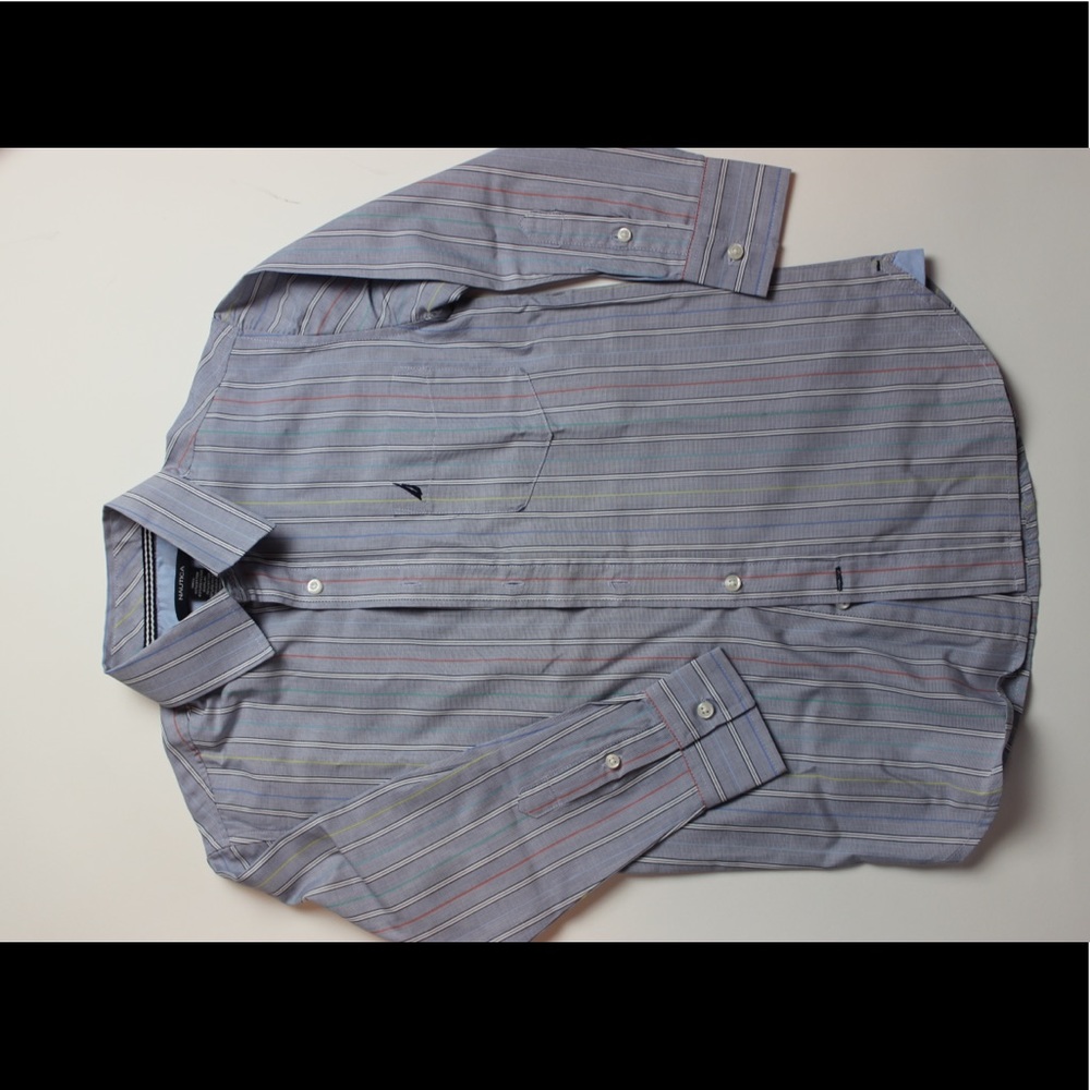 New Nautica Boys Blue Long Sleeve Shirt Sz 8R