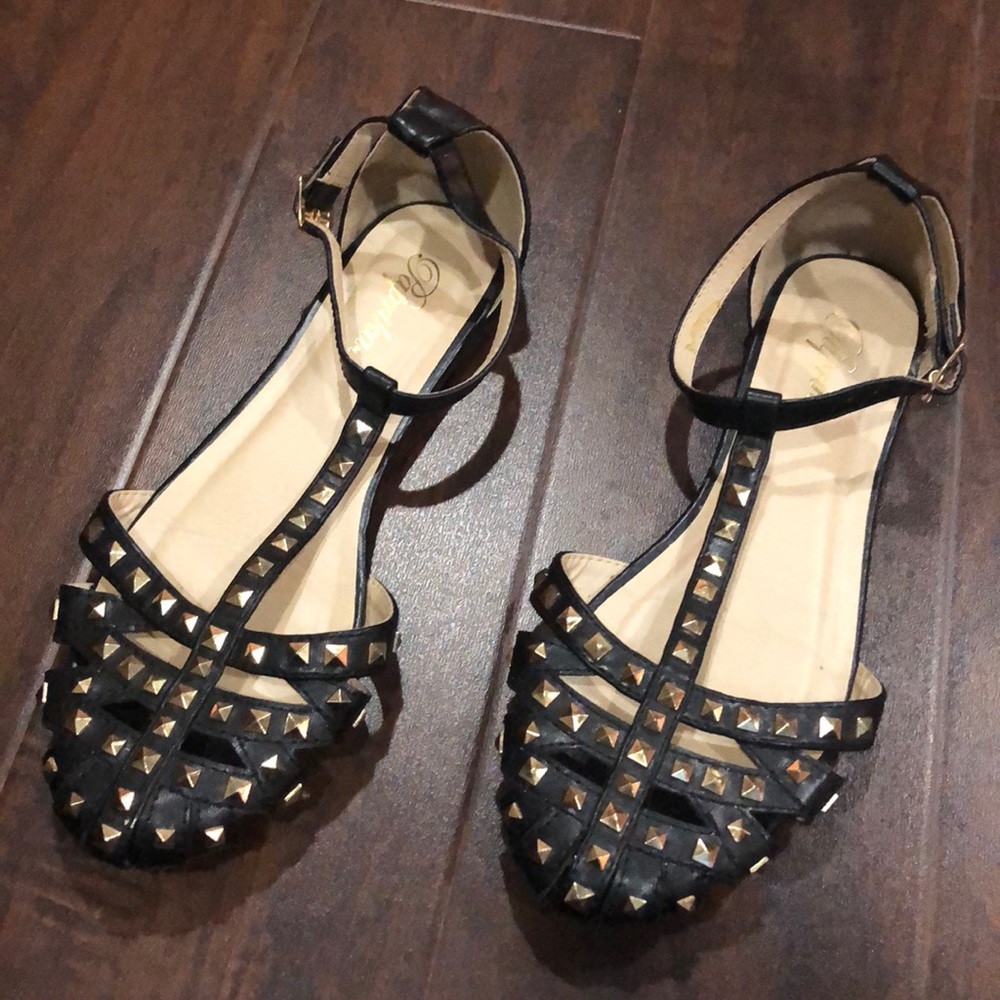 Gold studded sandals/flats