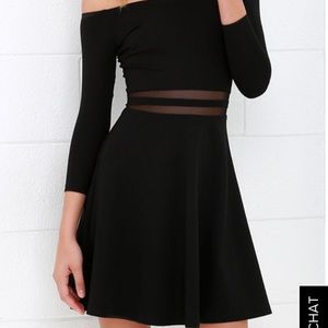 Off the Shoulder Black Mesh Dress