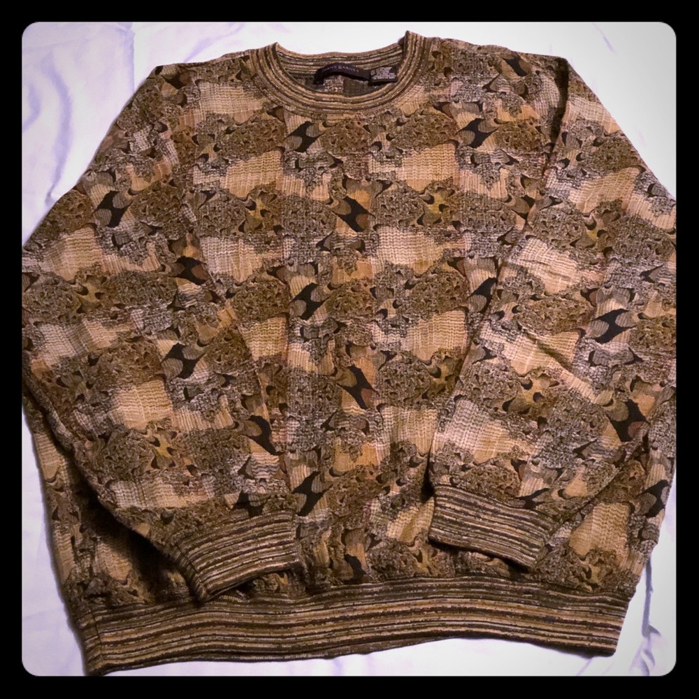 Jhane Barnes Mens Sweater - Tan/Blue
