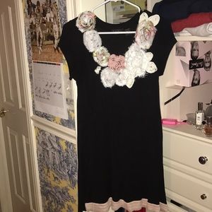 floral-embellished, little black dress