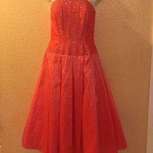 WOMENS TANGERINE SEQUINED STRAPLESS CORSET DRESS