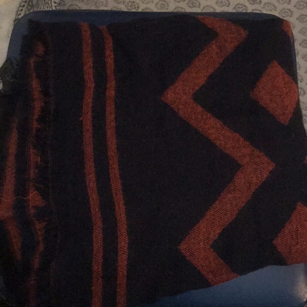 GEOMETRIC ORANGE/NAVY BOHO WRAP SCARF