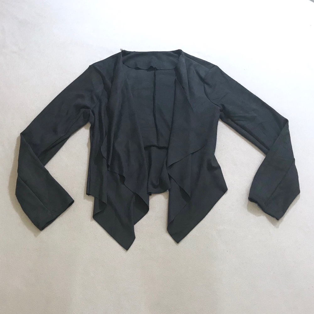Grey Vegan Suede Draped Jacket Blazer - Picture 8 of 8