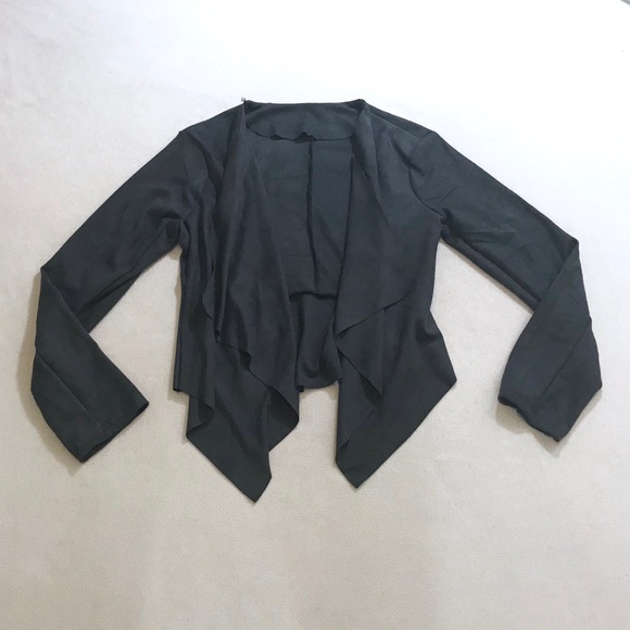 Grey Vegan Suede Draped Jacket Blazer - Picture 8 of 8