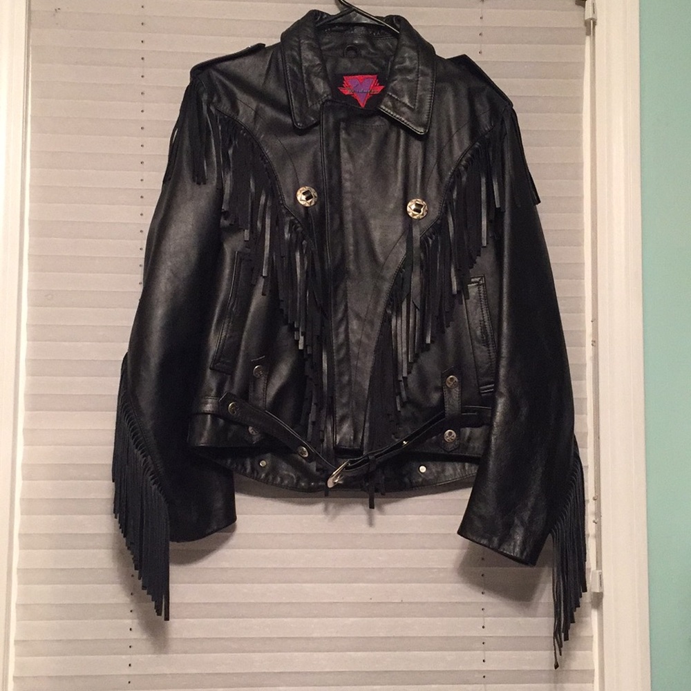 Genuine leather vintage biker jacket from the 80s