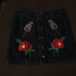Topshop Moto denim skirt with embroidery