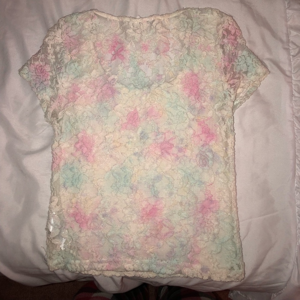 Lace floral crop top