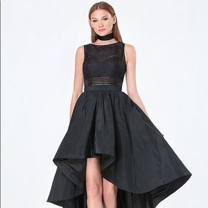 Bebe Petite Geo Mesh Hi-Lo Dress