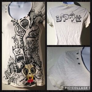 100% Cotton Monster Cartoon VNeck Graphic Tee