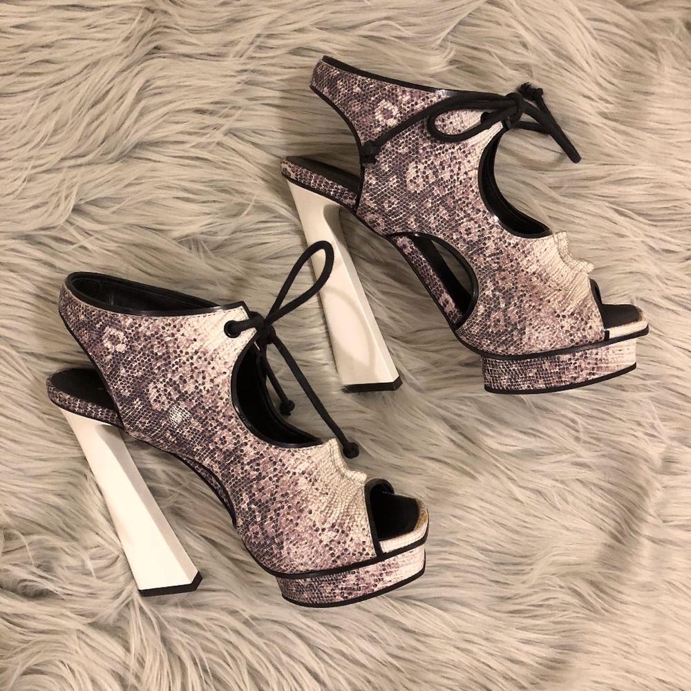 Proenza Schouler Snakeskin Wedge Toe Open Heel US9