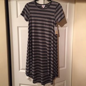 LuLaroe XXS Carly Black/Gray/Pink Stripe BNWT