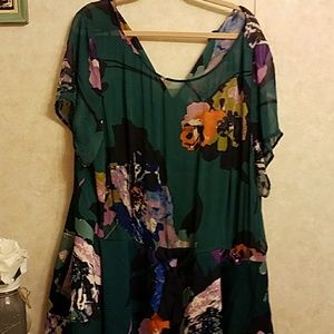 Green Floral Dress With Pockets 24W