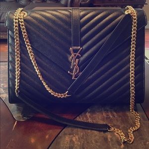 Saint Laurent 'Large Monogram' Grained Leather Bag